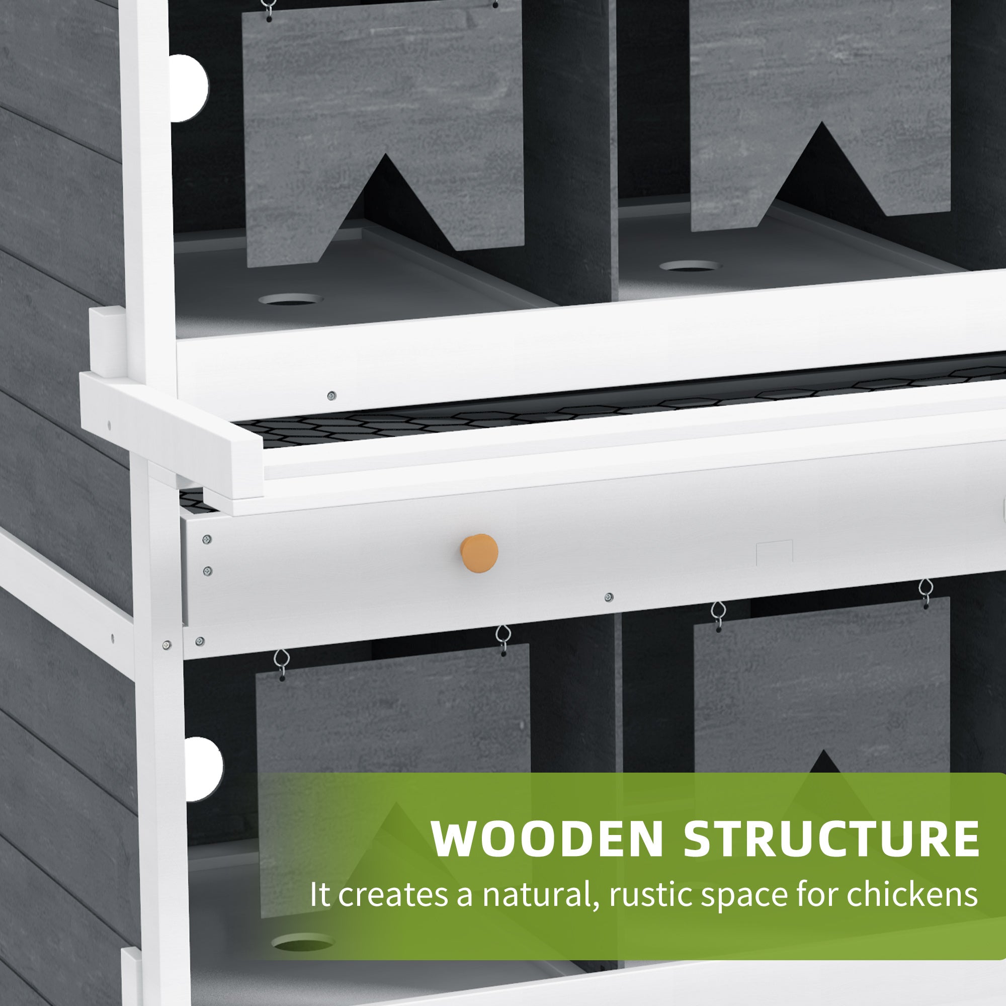 Chicken Nesting Box, 8 Compartment Wood Laying Boxes for Chicken Coop with Egg Collection Trays Perches for 16-32 Hens