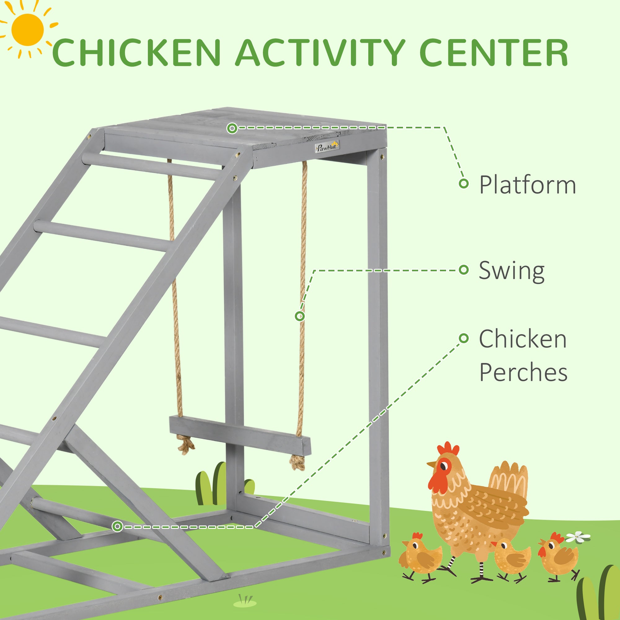 Chicken Swing Set with Perches & Hen Ladder, Chicken Coop Activity Toy