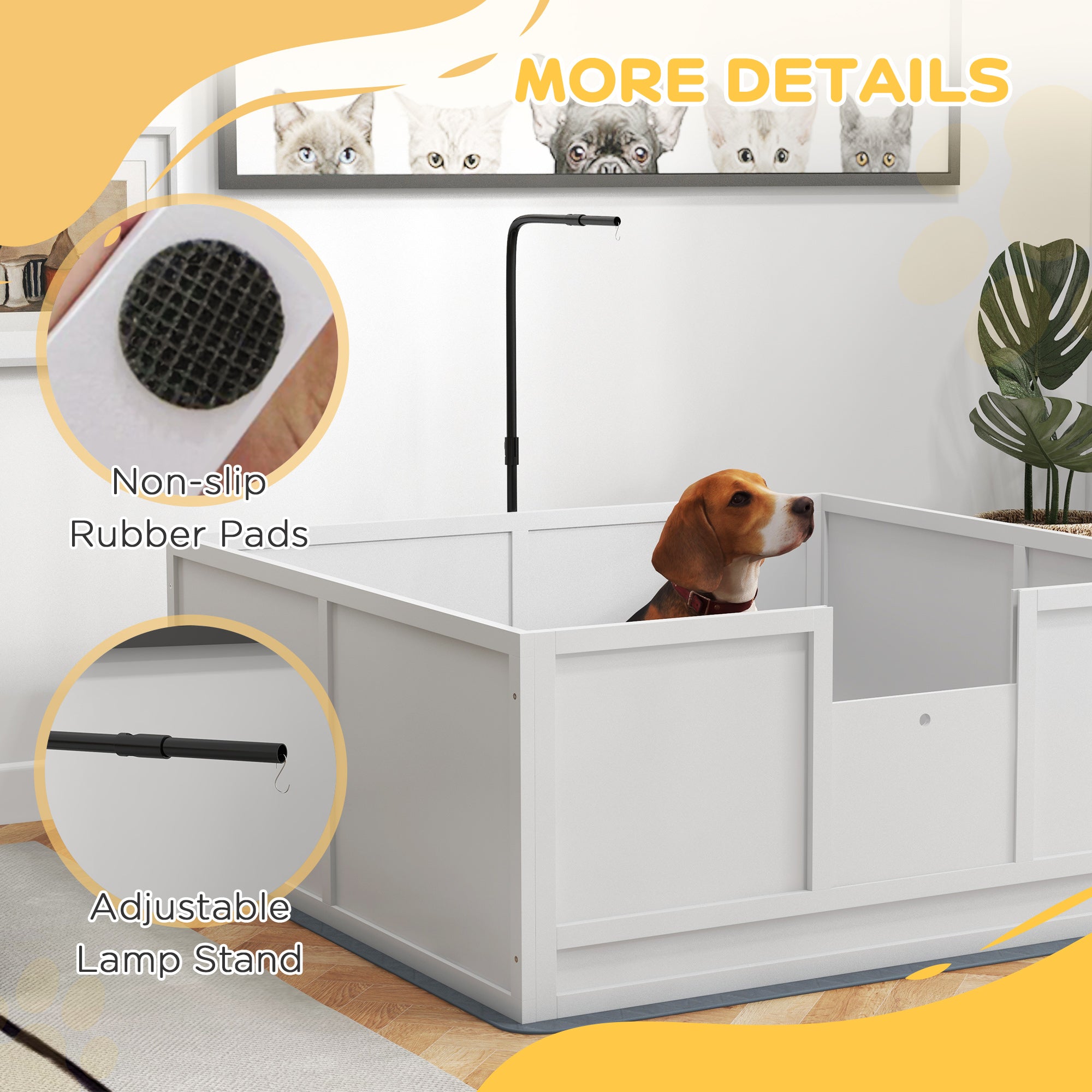 Whelping Box for Puppies with Pee Pad, Pig Rail, Adjustable Door for Small, Medium & Large Breed Dogs Birth, 49" x 48"