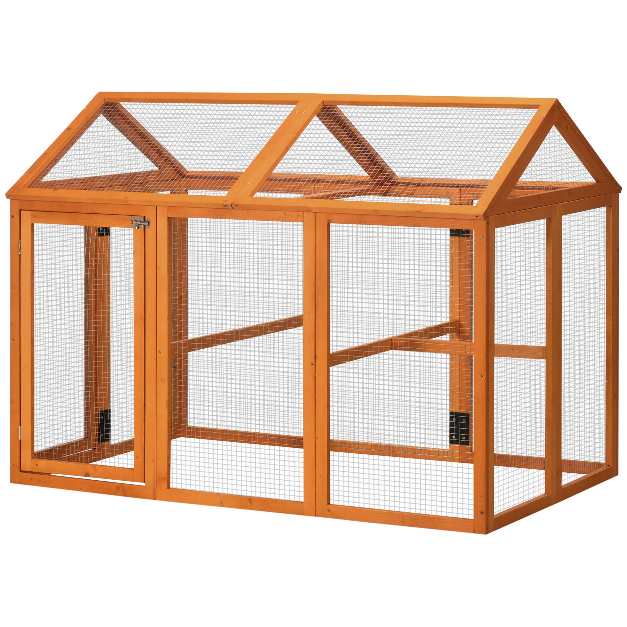 Wooden Chicken Run, Combinable Design with Perches, 4.6' x 2.8', Orange