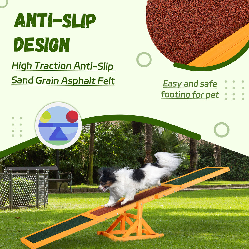 Wooden Dog Agility Seesaw for Training and Exercise, Platform Equipment Run Game Toy, Weather Resistant Pet Supplies, 71" L x 12" W x 12" H, Natural