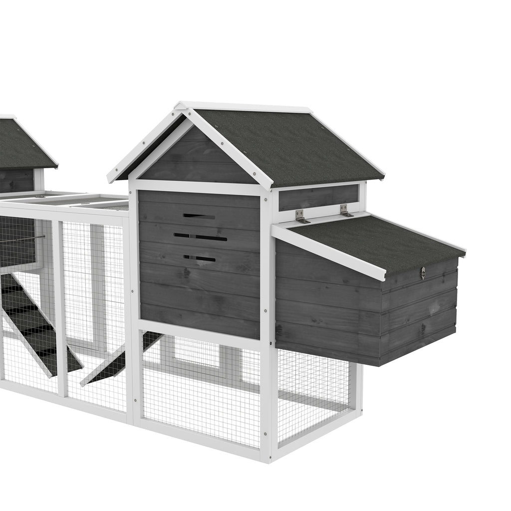 124" Dual Chicken Coop, Large Chicken House, Gray