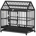 48" Heavy Duty Dog Crate with Lockable Wheels & Double Doors for XL Dogs