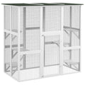 Outdoor Cat House Big Catio Wooden Feral Cat Shelter Enclosure with Large Spacious Interior, 6 High Ledges, Weather Protection Asphalt Roof, 71" L, White