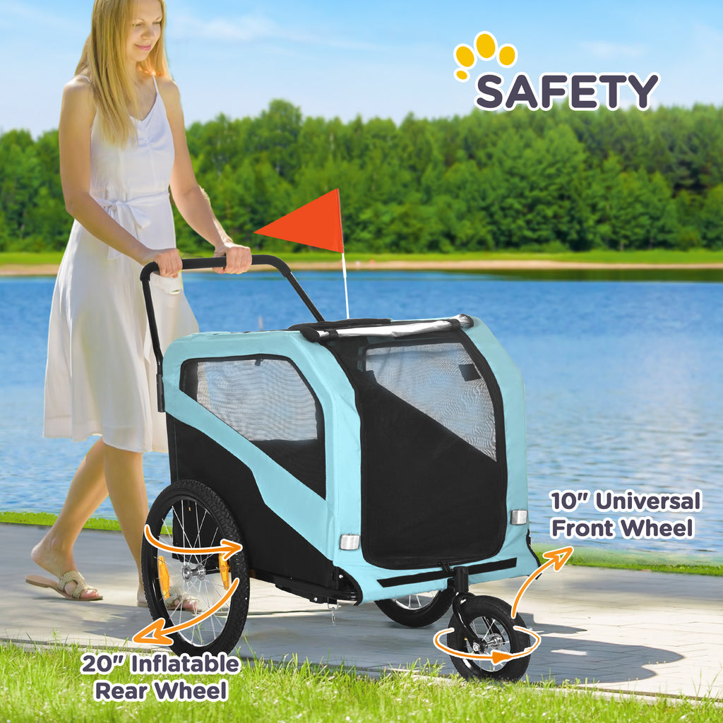 2-in-1 Dog Bike Trailer Pet Stroller Carrier for Large Dogs with Hitch