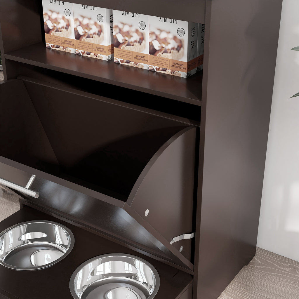Pet Feeder Station with Storage Cabinet & Raised Bowls, Dog Food Container