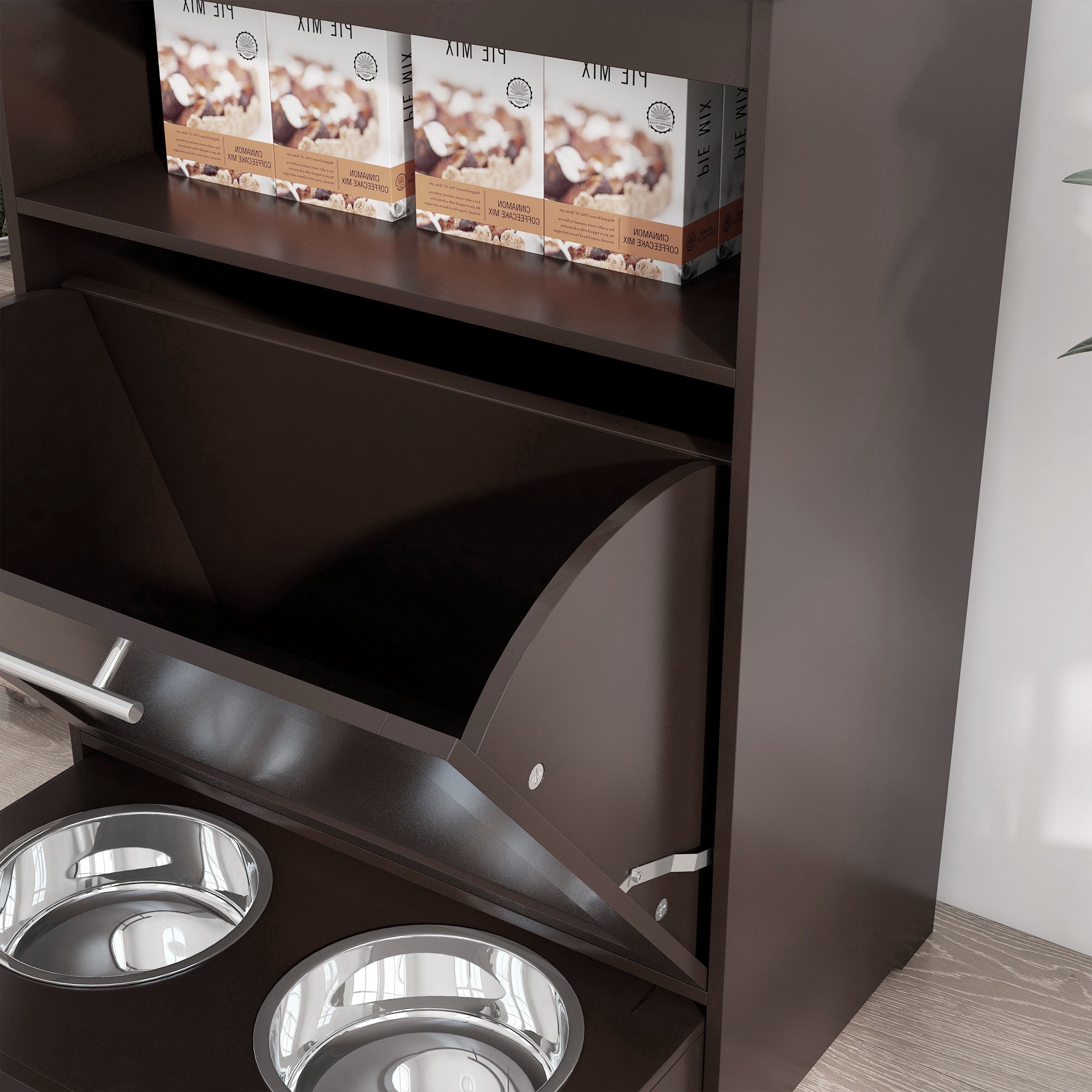 Pet Feeder Station with Storage Cabinet & Raised Bowls, Dog Food Container