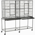 Rolling 65"L Bird Cage w/ Storage Shelf Wood Perch Food Container