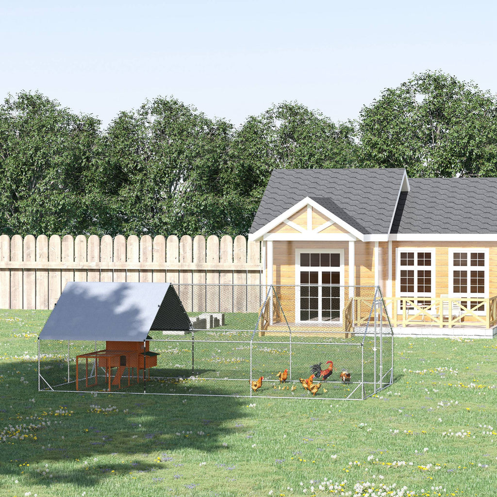 10¡¯ x 20¡¯ x 6.5¡¯ Chicken Coop Cage, Outdoor Hen House w/Cover & Lockable Door