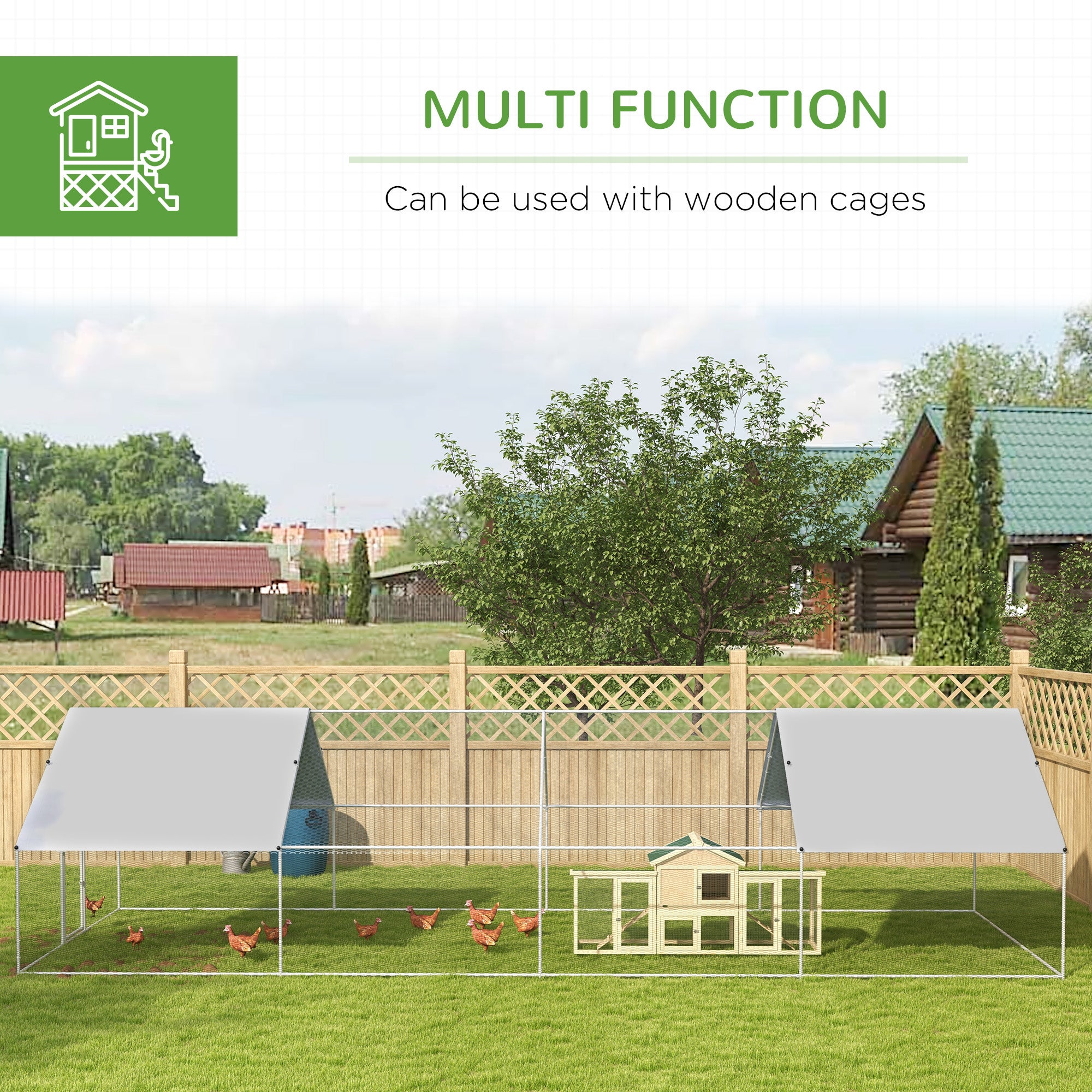 Large Chicken Coop Chicken Run with Waterproof and Anti-UV Cover