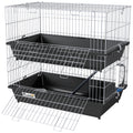 2-Tier Small Animal Cage with 2 Doors, Trays, Dish, Bottle, and Ramp for Bunny, Ferret, Chinchilla, Black