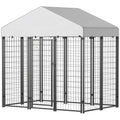Outdoor Dog Kennel with Roof with Escape-proof Lock, UV-Resistant & Waterproof Cover, 5.9' x 4' x 6', Silver
