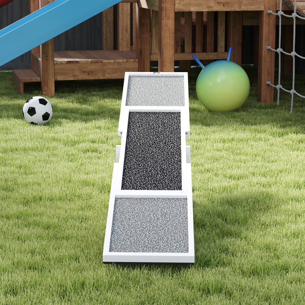 Wooden Dog Agility Seesaw for Training and Exercise, Weather Resistant, 83" L x 16" W x 14" H, White