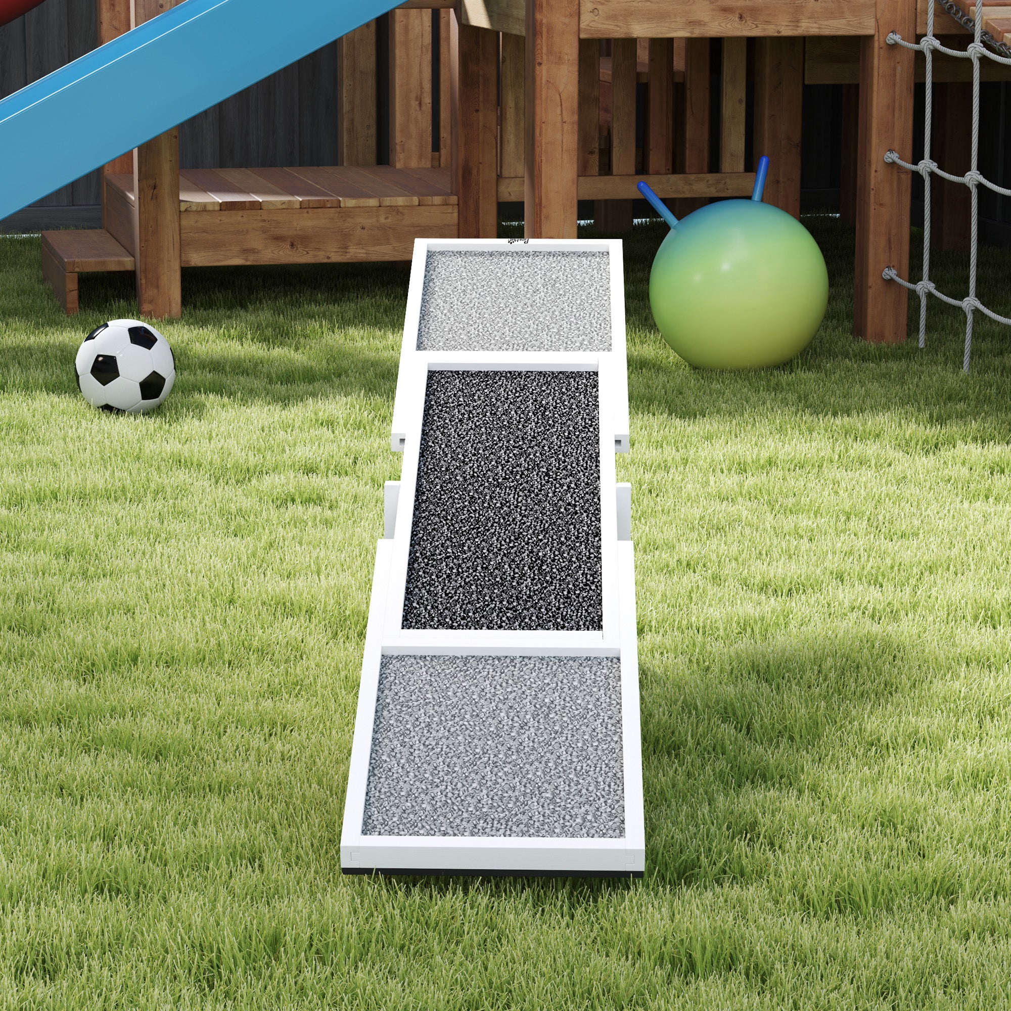 Wooden Dog Agility Seesaw for Training and Exercise, Weather Resistant, 83" L x 16" W x 14" H, White