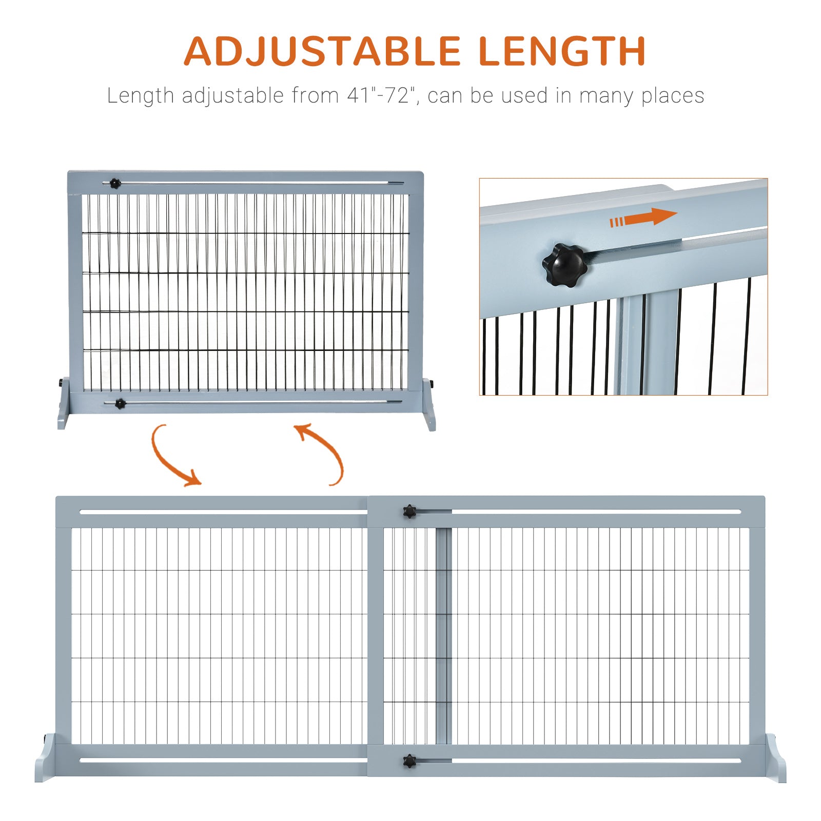 71" Extra Wide Freestanding Pet Gate for Dogs & Cats, Doorway Hallway Barrier