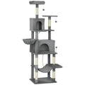 80" Tall Cat Tree for Indoor Cats, Multi-Level Cat Tower with 2 Condos, 2 Hammocks & 6 Sisal Posts, Heavy Duty Activity Center, Dark Gray