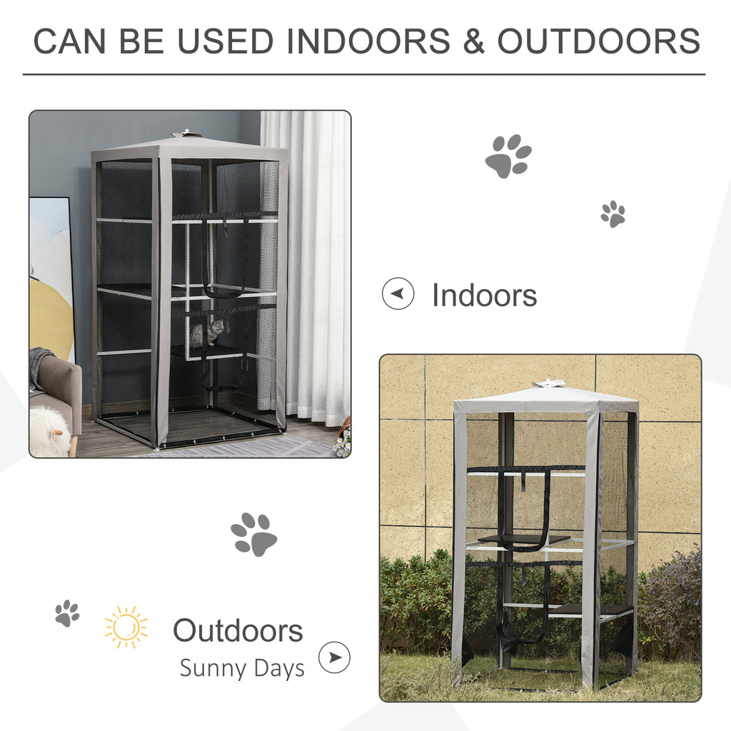 H Cat House Kitten Enclosure Playpen Frame with 3 Platforms