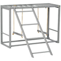 Chicken Activity Play with Swing Set for 3¨C4 Birds, Wooden Chicken Coop Accessory with Multiple Perches & Hen Ladder, Gray