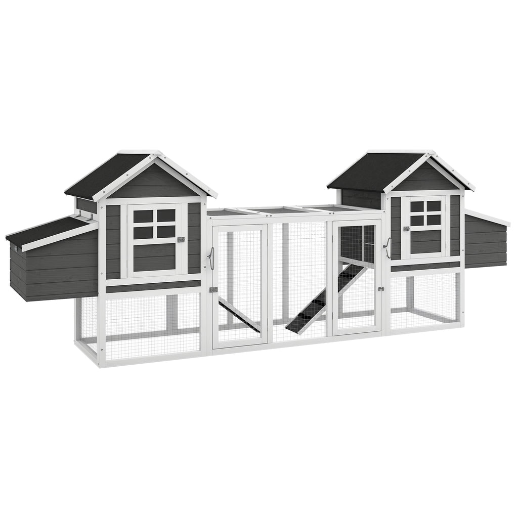 124" Dual Chicken Coop, Large Chicken House, Gray