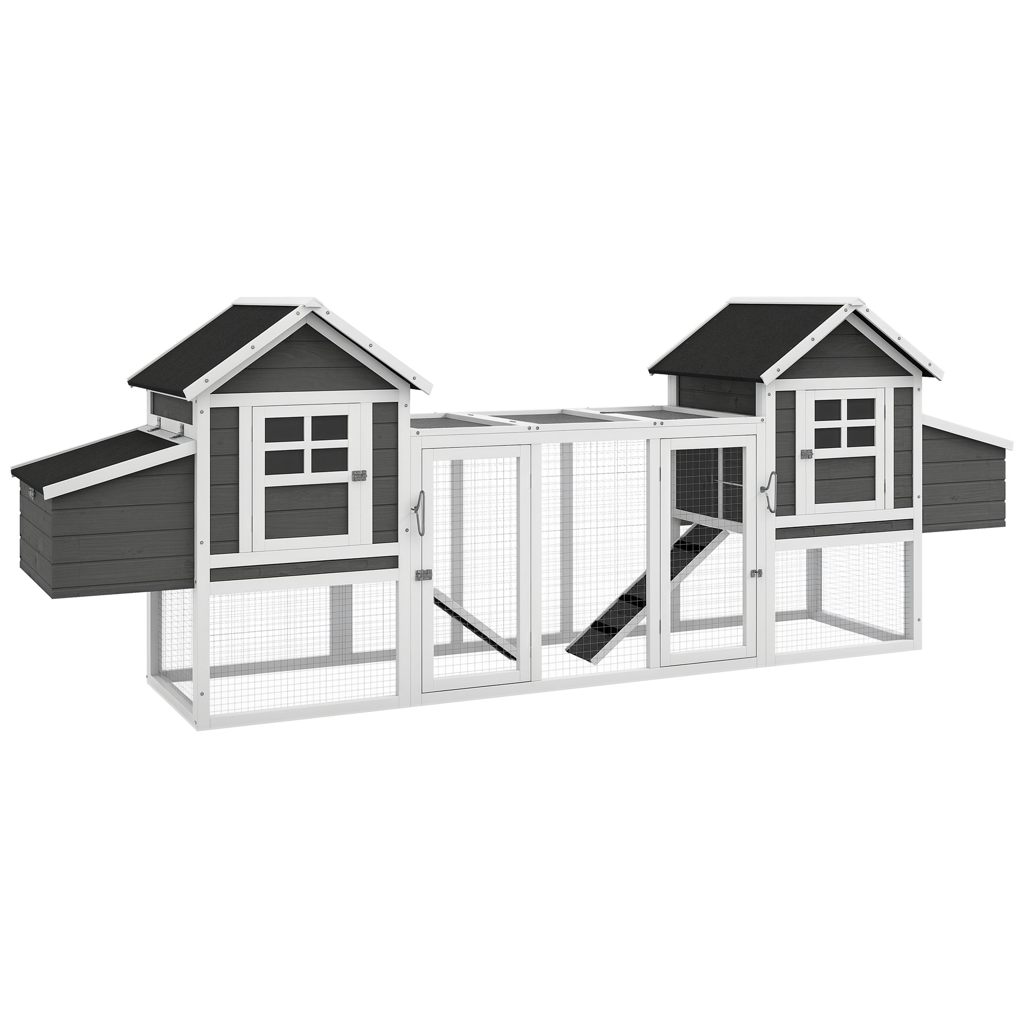 124" Dual Chicken Coop, Large Chicken House, Gray